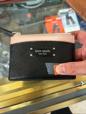 kate spade Black and Blush Pink Leather Card Holder